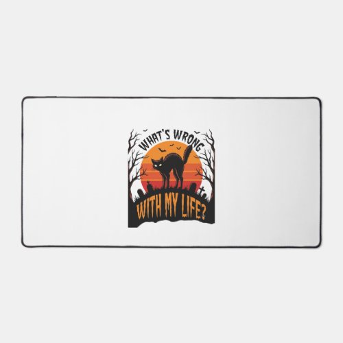Halloween Cat Shirt Vintage Spooky Life Humor_1 Desk Mat