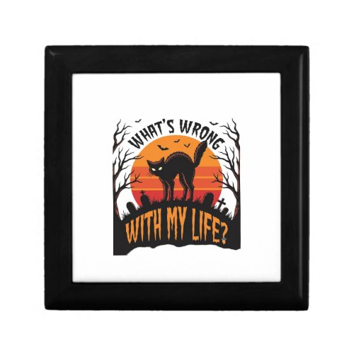 Halloween Cat Shirt Vintage Spooky Life Humor_1 Gift Box