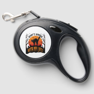 Halloween Cat Shirt Vintage Spooky Life Humor_1 Retractable Pet Leash