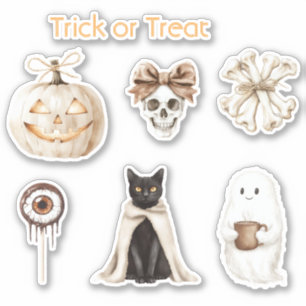 Halloween Cat Skull Eyeball Ghost Pumpkin Sticker