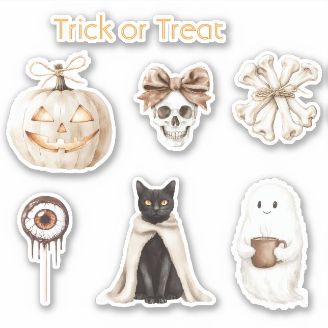 Halloween  Cat Skull Eyeball Ghost Pumpkin Sticker (Front)