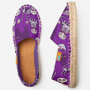 halloween cat skull skeleton purple espadrilles