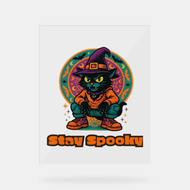 Halloween Cat  Spooky and Stylish Feline-Inspired  Acrylic Sign (Front)