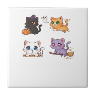 Halloween Cat Spooky and Stylish Feline-Inspired Ceramic Tile