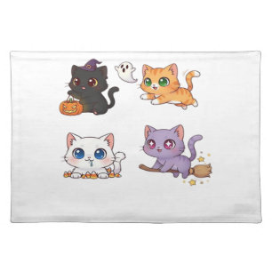 Halloween Cat Spooky and Stylish Feline-Inspired Cloth Placemat
