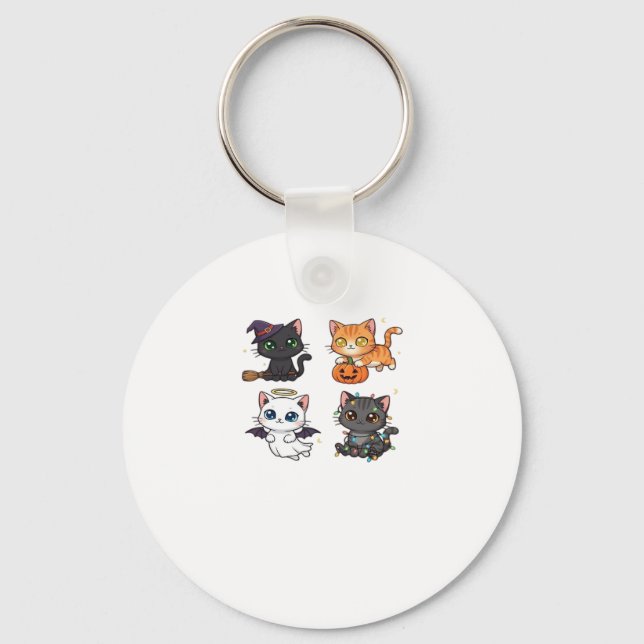 Halloween Cat  Spooky and Stylish Feline-Inspired  Keychain (Front)