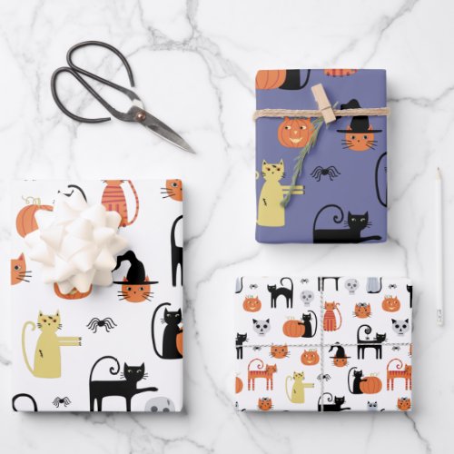 Halloween Cat Spooky Assorted Wrapping Paper Sheets