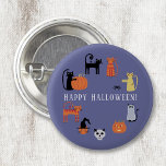 Halloween Cat Spooky Button<br><div class="desc">Cute and spooky cats,  pumpkin lanterns and ghosts. Fun for a  Halloween party,  or change the text to personalize.  Original art by Nic Squirrell.</div>