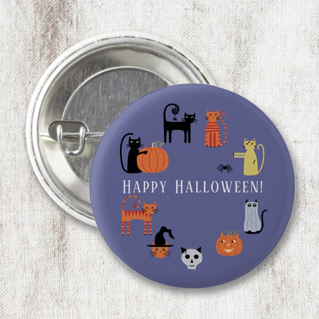 Halloween Cat Spooky Button (Happy Halloween fun cat button)