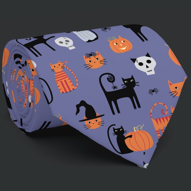 Halloween Cat Spooky Neck Tie (Creator Uploaded)