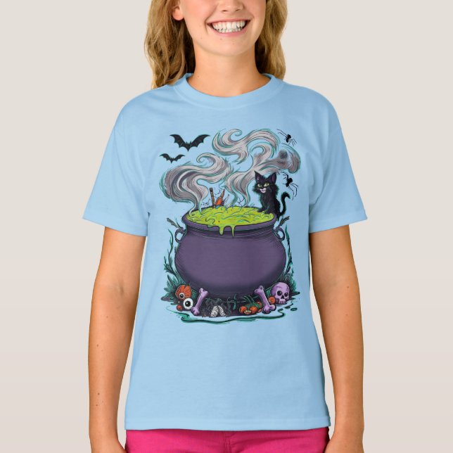 Halloween Cat - Spooky Witch black cat T-Shirt (Front)