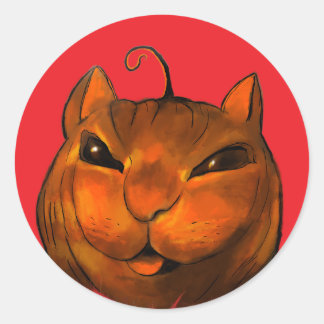 Halloween Cat stiker Classic Round Sticker