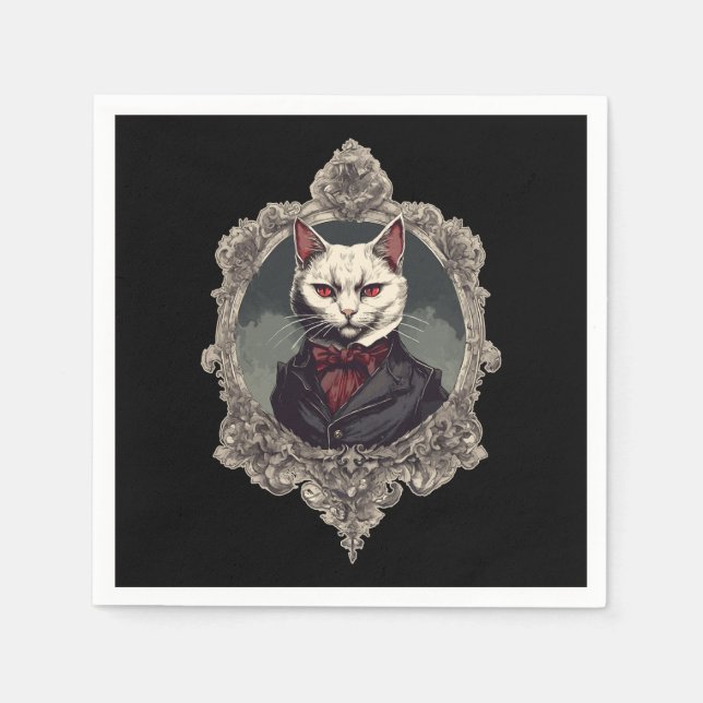 Halloween Cat, Vampire Cat Napkins (Front)