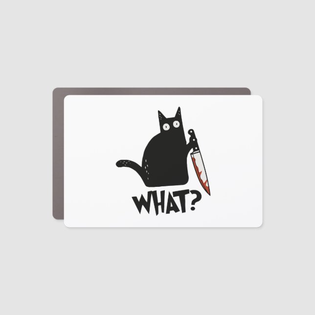 Halloween Cat What Murderous Black Cat With Knife Car Magnet (Front)