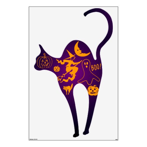 Halloween Cat Witch Ghost Moon Pumpkins Large Wall Decal