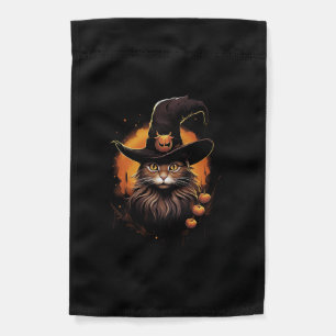 Halloween Cat Witch Hat Pumpkin Costume Spooky Sea Garden Flag