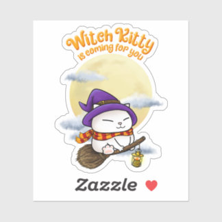 Halloween Cat Witch Kitty Sticker