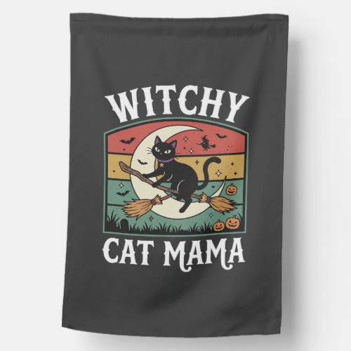 Halloween Cat Witch Mama House Flag