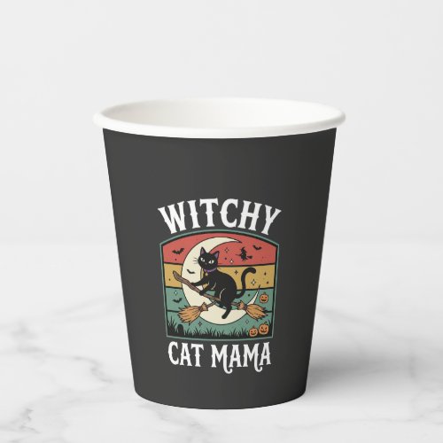 Halloween Cat Witch Mama Paper Cups