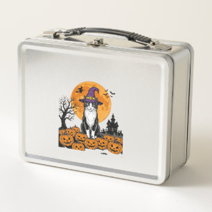 Halloween Cat Witch Pumpkin Vintage Spooky_1 Metal Lunch Box