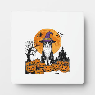 Halloween Cat Witch Pumpkin Vintage Spooky_1 Plaque