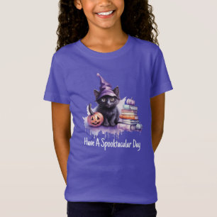 Halloween Cat With Books T-Shirt