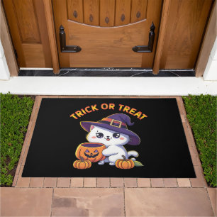 Halloween cat with Jack O' Lantern Pumpkin Doormat