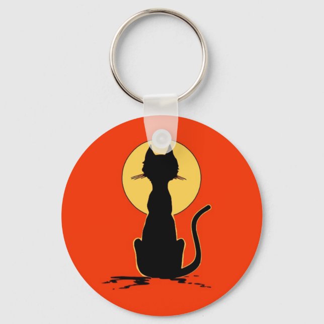 Halloween Cat with Moon ~ Keychain (Front)