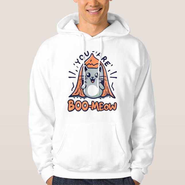 Halloween Cat You Are Boo Meow Hoodie (Front)