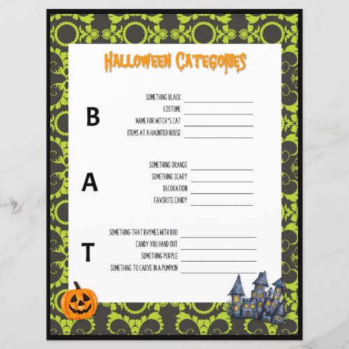 Halloween Categories Game