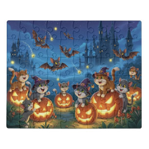 Halloween Cats and Bats Puzzle For Cat Lovers