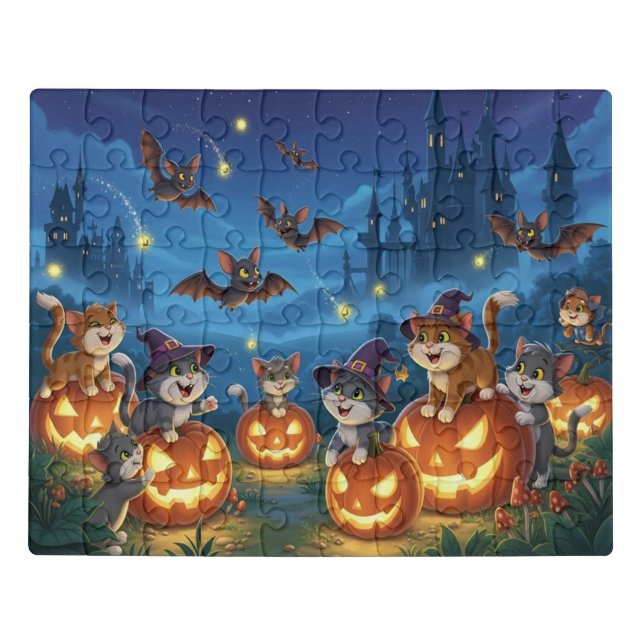Halloween Cats and Bats Puzzle For Cat Lovers (Puzzle Horizontal)