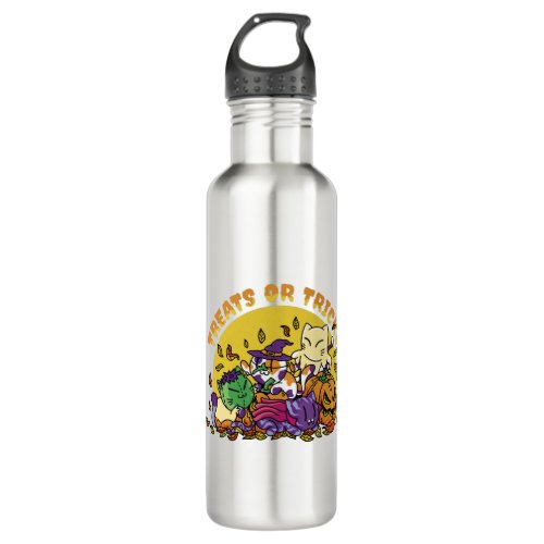 HALLOWEEN CATS AND COSTUMES STAINLESS STEEL WATER BOTTLE