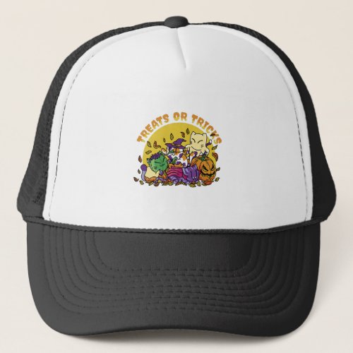 HALLOWEEN CATS AND COSTUMES TRUCKER HAT