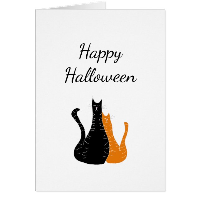 Halloween Cats Cute Black Orange Greeting Card (Front)