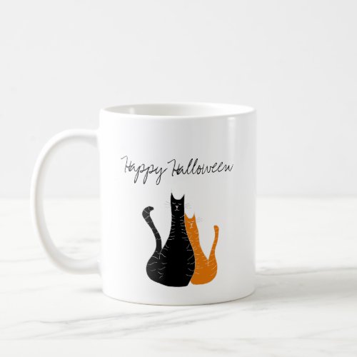 Halloween Cats Cute Orange Black Typography Coffee Mug