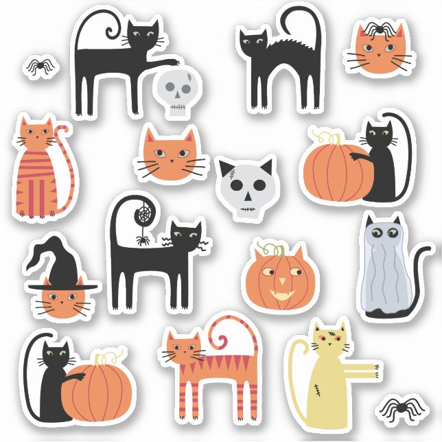 Halloween Cats Cute Sticker (Front)