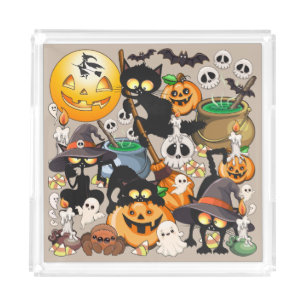 Halloween Cats Funny Party Acrylic Tray
