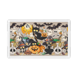 Halloween Cats Funny Party Acrylic Tray