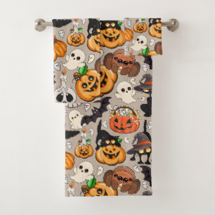 Halloween Cats Funny Party Bath Towel Set