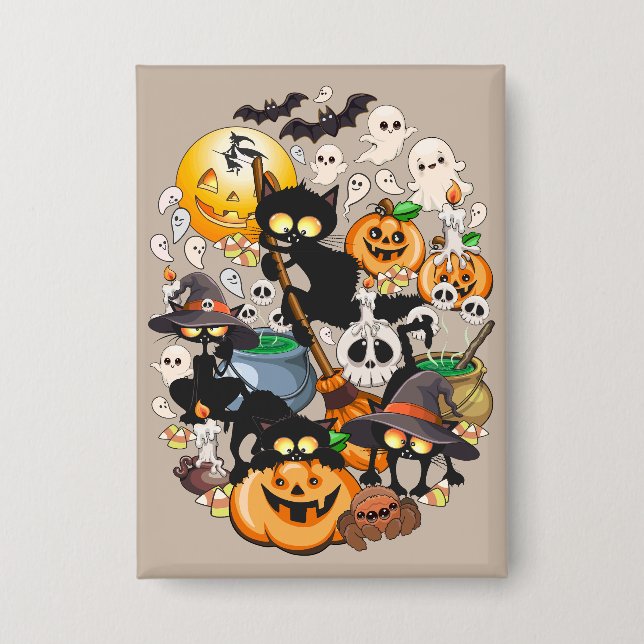 Halloween Cats Funny Party Button (Front)