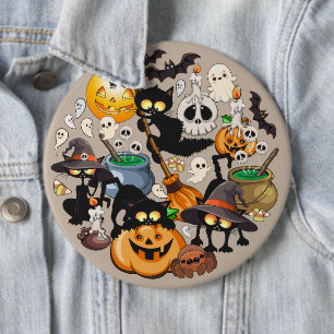 Halloween Cats Funny Party Button