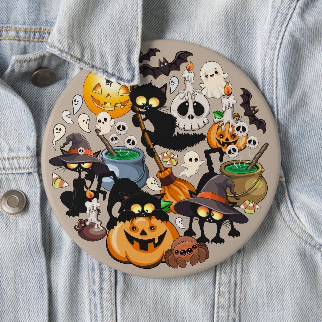 Halloween Cats Funny Party Button (In Situ)