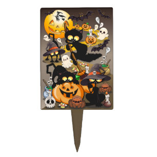 Halloween Cats Funny Party Cake Topper