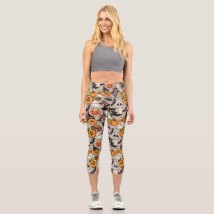 Halloween Cats Funny Party Capri Leggings