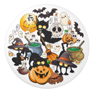 Halloween Cats Funny Party Ceramic Knob