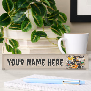 Halloween Cats Funny Party Desk Name Plate