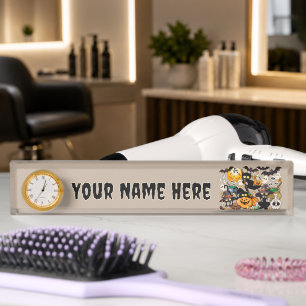 Halloween Cats Funny Party Desk Name Plate