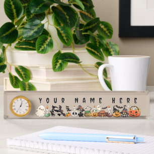 Halloween Cats Funny Party Desk Name Plate