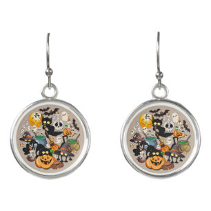 Halloween Cats Funny Party Earrings